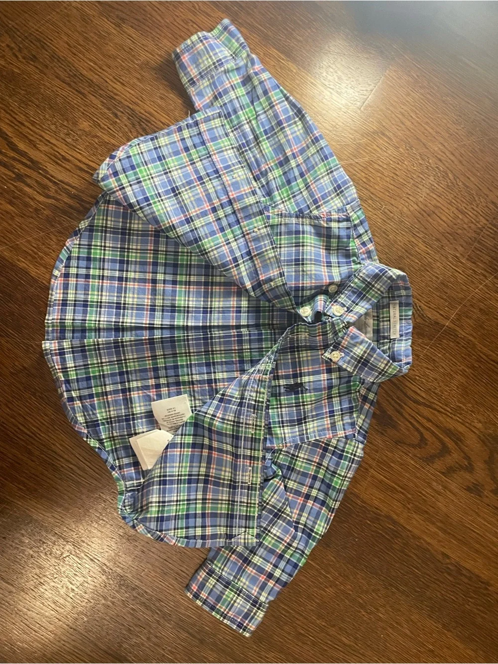 Ralph Lauren Plaid Button-Down Shirt - Blue, Green & White with Pink Accent